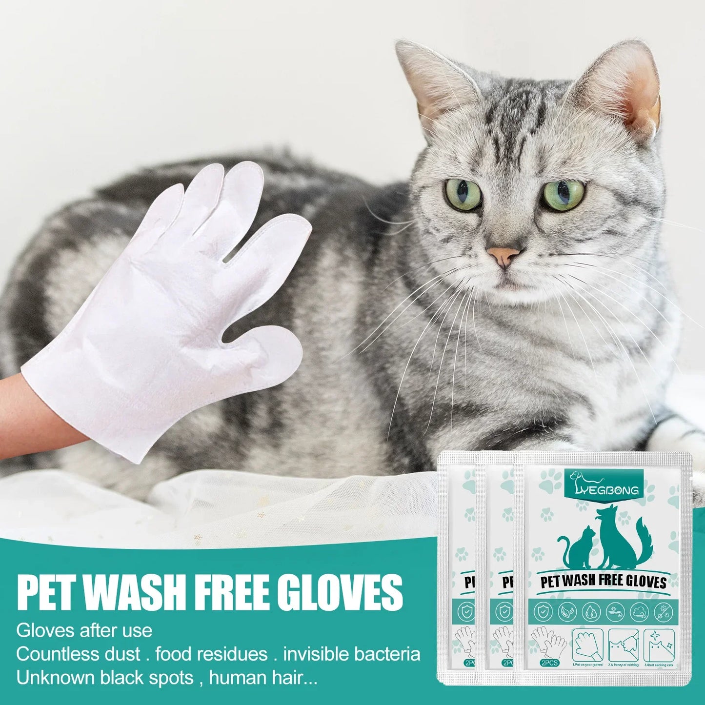 6pcs Pet Disposable Cleaning Gloves